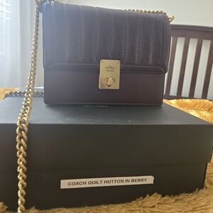 Coach Quilted Crossbody in Berry with Gold Hardware